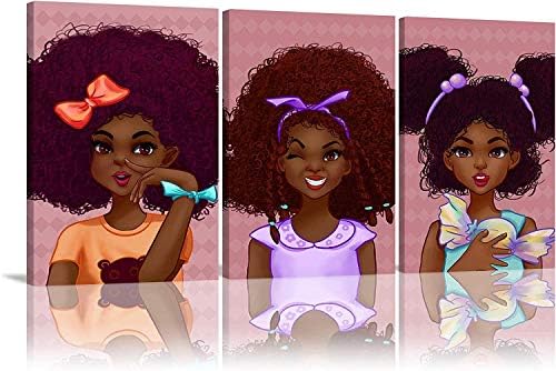 3 Panel Africian Woman Wall Art African Wall Art American Teenage Girl Wall Decor African American Canvas Artwork Lovely Black Girls Poster for Bedroom Living Room Framed Ready to Hang 3 Panel Africian Woman Wall Art African Wall Art American Teenage Girl Wall Decor African American Canvas Artwork Lovely Black Girls Poster for Bedroom Living Room Framed Ready to Hang