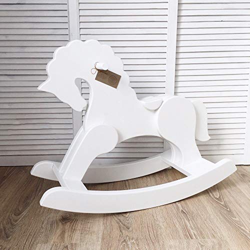 Dani Handmade Wooden Rocking Horse for Toddlers and Kids (White) - Thumbnail 4