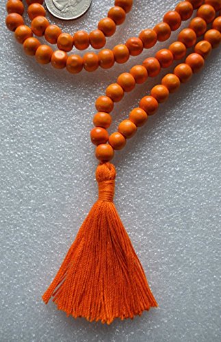 Tulsi Holy Basil Handmade japa mala necklace - 8mm prayer karma 108+1 beads - Buddhist mala for nirvana chanting om awakening chakra yoga meditation -Free mala pouch included-USA Seller - Thumbnail 2