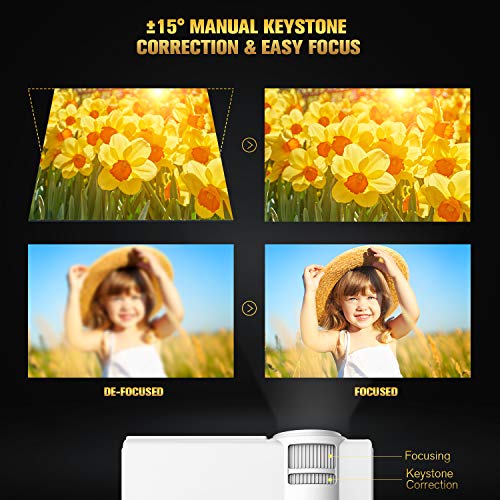 TENKER N5 Mini Projector 2200 Lux Portable Video-Projector, 50,000 Hours Multimedia Home Theater Movie Projector 1080P Support, Compatible with Amazon Fire TV Stick HDMI, VGA, USB, AV, Laptop