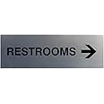 Signs ByLITA Basic Restrooms Right Arrow Directional Sign - Durable Material | Strong Adhesive Tape (Brushed Silver) - Large (1 Pack)