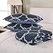 Mohap Floral Quilt Set 3 Piece Queen Size for All Season Soft and Breathable Bedspread 1 Quilt and 2 Matching Shams Dark Blue Geometric Pattern