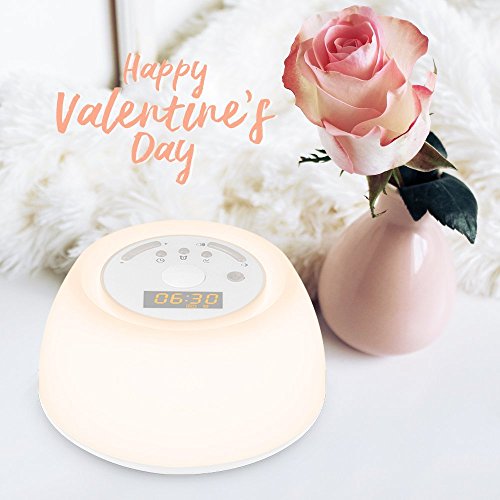 INLIFE Sunrise Alarm Clock with Sunrise Simulation and 4 Natural Alarm Sounds, White Noise Machine with 4 Sleep Sounds, USB Rechargeable 7 Multicolor Dimmable Portable Night Light - Thumbnail 4