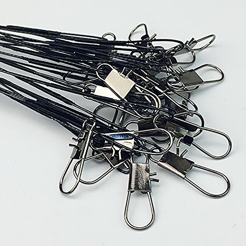 ETbotu Fishing Tools Fishing Line Steel Wire Leader with Swivel and Snap 20Pcs/Pack
