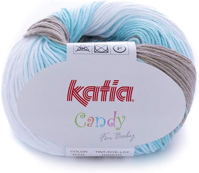Multicolour Cotton Yarn: Candy, 100% Cotton, 50 grs. / 1 oz. ¾ 180 MTS. / 197 yds. (Blue Green-Agate Grey)