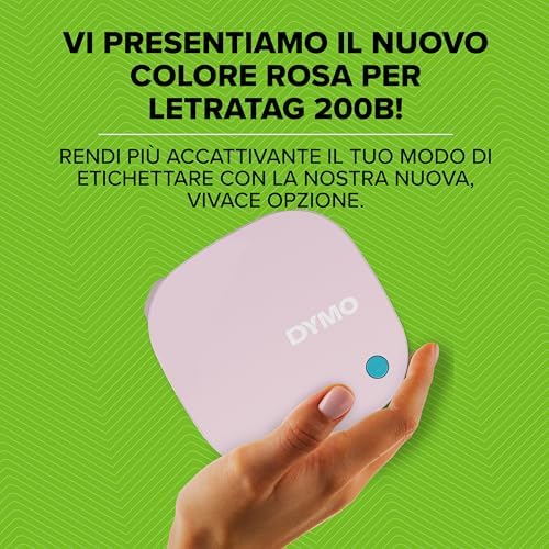 LetraTag 200B kit per etichettatrice rosa con Bluetooth | etichettatore compatta si connette a iOS e Android tramite tecnologia wireless Bluetooth | Include 3 rotoli di etichette assortite