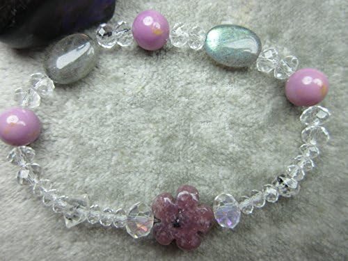 Genuine Herkimer Diamond Quartz, Labradorite, and Lepidolite Healing Bracelet