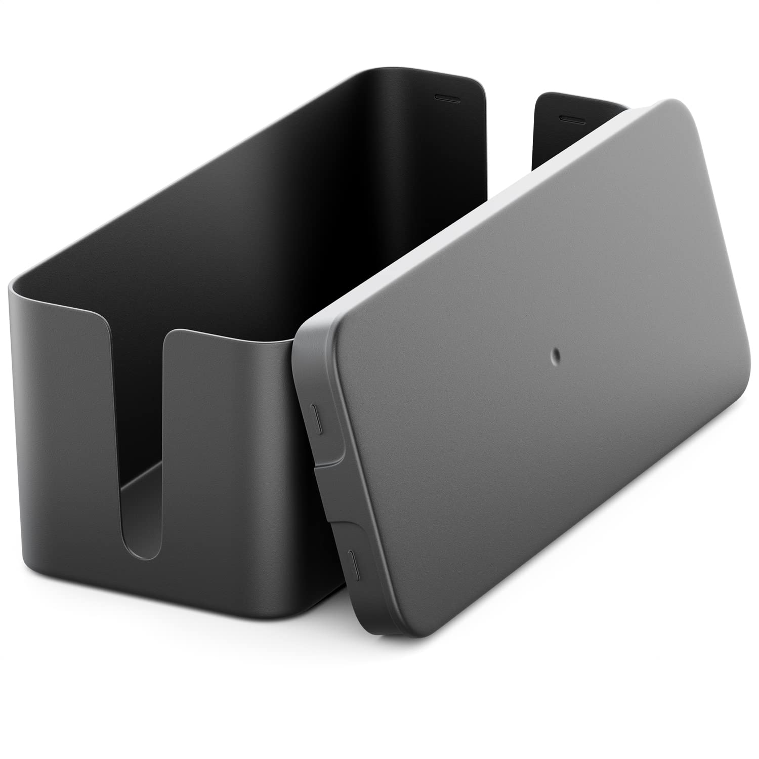 deleyCON Cable Management Box Cable Organiser Box Cable Box 12.87'' x 5.31'' x 4.92'' Inch Robust Plastic 2 Side Cable Guides Protection and Safety Black (MK4507)