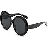 Karsaer Retro Oversized Round Sunglasses Women & Men, 70s 80s Fashion Trendy Big Shades K7155