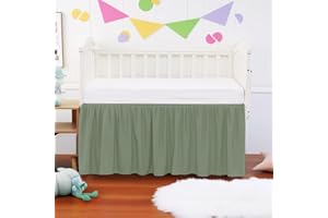 Crib Ruffle Bed Skirt Microfiber Nursery Bedding Skirt for Baby Girls (28” x 52” x 14’’) Sage Solid
