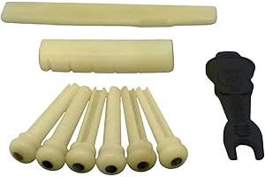 Soundspire Unbleached Bone Guitar Set Nut/Saddle/6 Bridge Pins/Abalone Dots for YMH FG Acoustic Guitars