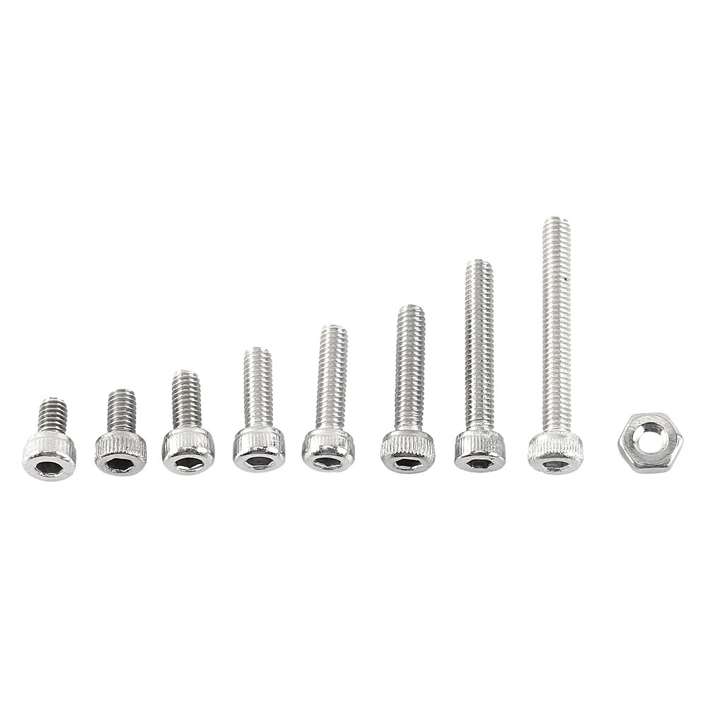 Complete M2.5 Stainless Steel Hex Socket Screw and Nut Set - 300 Piece Full Thread Design for Industrial and DIY Applications