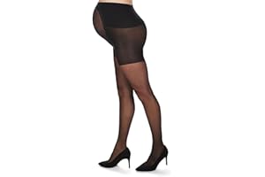 MeMoi Maternity Sheer Pantyhose for Women, Extra Large Waist Pregnancy Shapewear, 12 Denier - Sizes Small to Q2