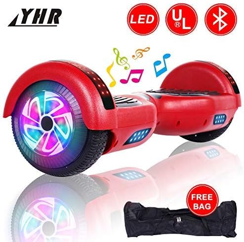 YHR 6.5inch Hoverboard with Led Colorful light, Self-Balacing Electric Scooter for Kids and Adults,Segway Hoverboard with Free Carrg Bag and UK Charger
