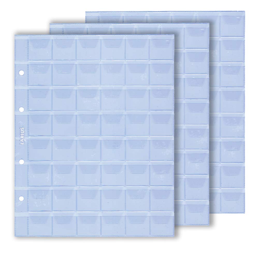 Coin Collecting Sheets - Variable Pockets Pages - Coin Collection Holders Sets (48 Pockets up to Ø26mm, 10 Sheets)