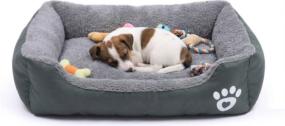 SuperGift Soft & Fluffy Pet Bed Grey Medium Anti-Anxiety Non-Slip