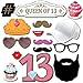 13th Birthday Photo Booth Props - 41-pc Photo Prop Kit with 8 x 10-Inch Sign, 60 Adhesive Pads, 45 Sticks - Teen Girl Photo Booth Props - Party Supplies 13th Birthday