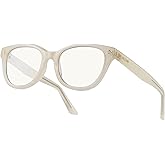 AVDLAB Blue Light Blocking Glasses Oval Oversized Stylish Thick Frame Computer Glasses UV400 Glare Women AB2210 (Beige)