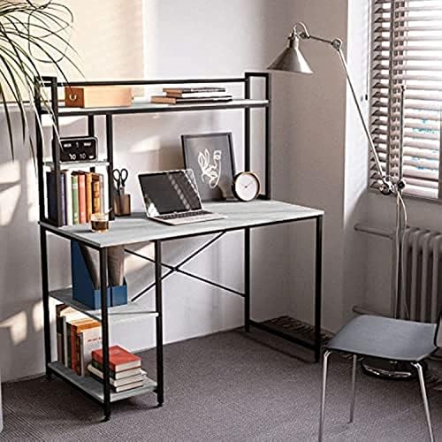 Computer Desk 120 cm with Hutch and Storage Shelves Gray price in Egypt