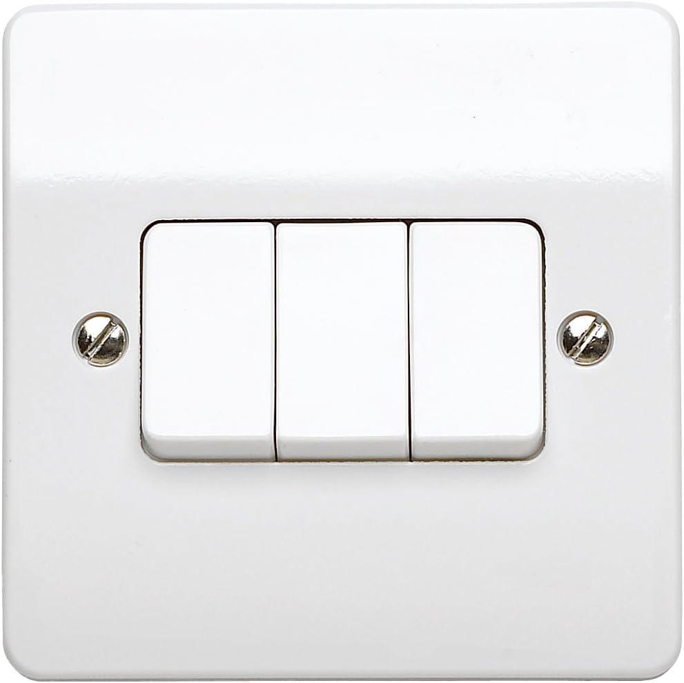 MK Logic Plus K4873WHI 10A Triple Single Pole 2-Way Light Switch Plate