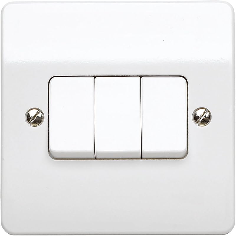 MK Logic Plus K4873WHI 10A Triple Single Pole 2-Way Light Switch Plate