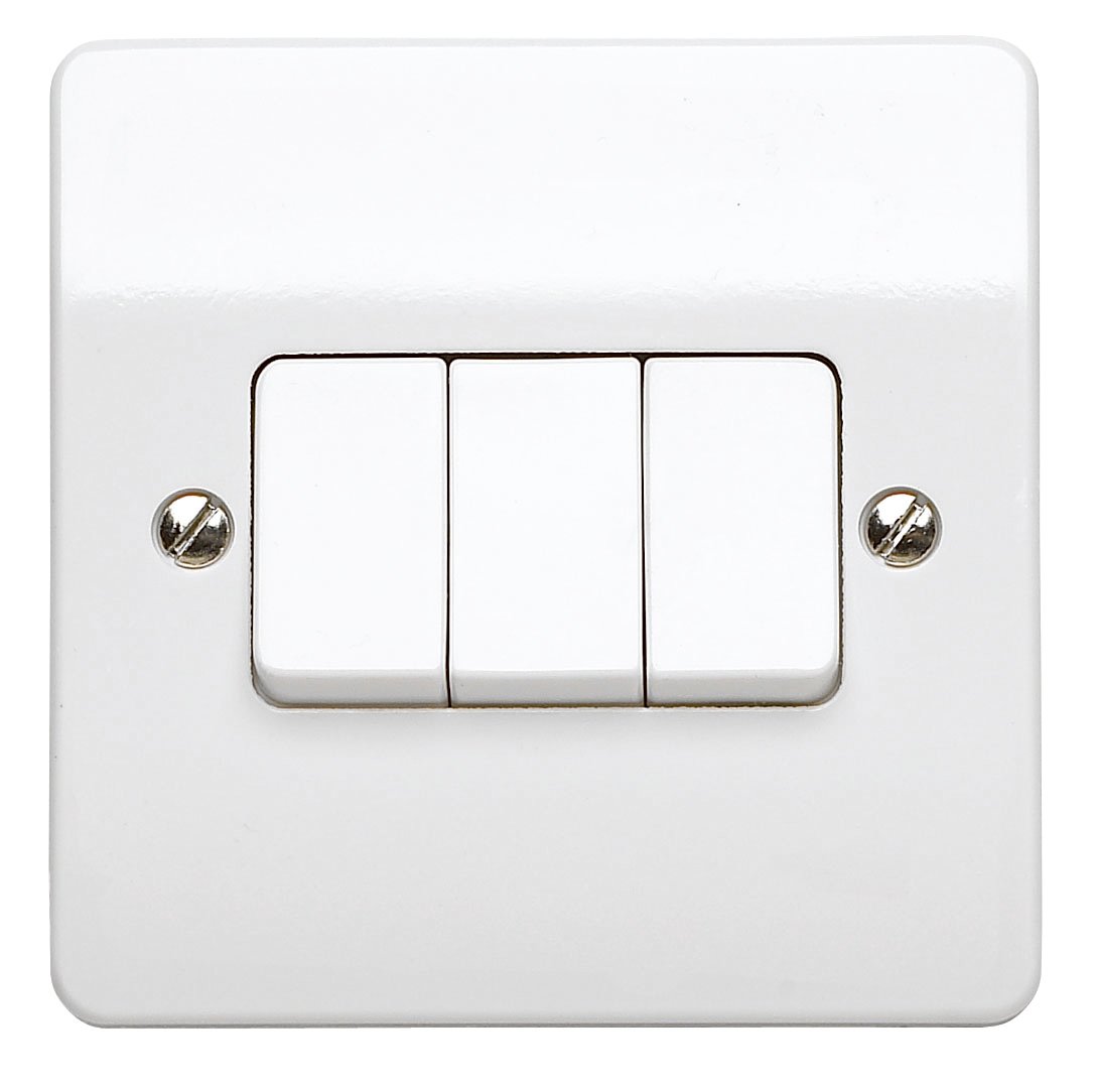 MK K4873WHI 10A Triple Single Pole 2-Way Plate Switch