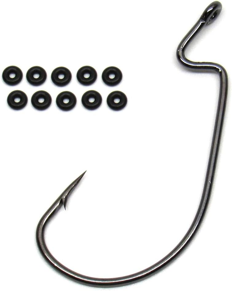 Harmony Fishing Company Razor Series (10 Pack) EWG Offset Worm Hooks with Bait Pegs [Select Size]