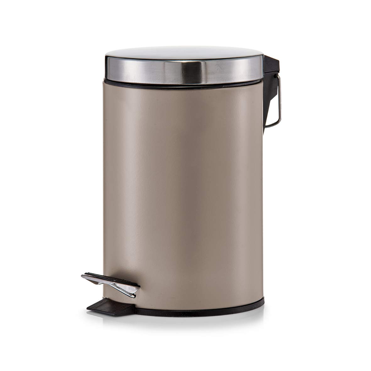 Zeller Present 3 Litre Metal/Stainless Steel Pedal Bin, Matt Taupe โ image 1