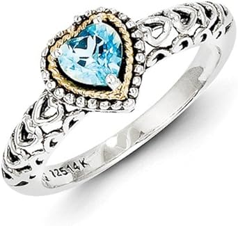 Amazon.com: Solid .925 Sterling Silver w/14k Blue Topaz Ring Size 6