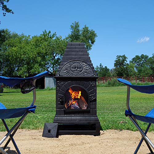The Blue Rooster Co. Casita Style Cast Iron Wood Burning Chiminea in Charcoal.
