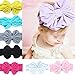 FEESHOW 8 Pack 5.5 Inch Baby Girl Big Bow Headband Hair Bow Band Turban Headwrap (8 Pack Big Bow Band)