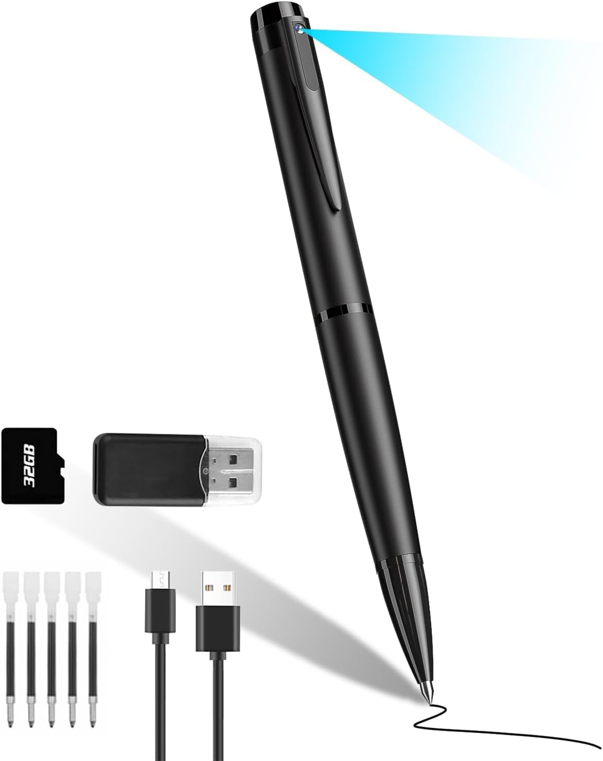 SANPROV Spy Cameras Pen 1080P Hidden Camera Mini Portable Pocket Cam Covert Camera with 32G SD Card Secret with Video Recording Photo Taking for Home Business Indoor (Plus de texture, plus de classe)