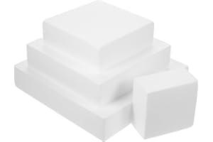 GLSTOY 4pcs Square Polystyrene Cake Models Set White Fake Cake Dummies for Wedding Decoration 4-10 Inch
