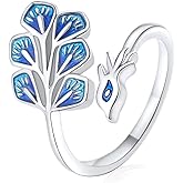 Vintage Enamel Peacock Ring for Women Silver Gold-Toned Animal Statement Open Band Finger Rings Adjustable Expandable Comfort Fit Boho Delicate Jewelry for Holiday