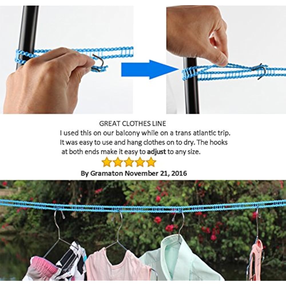 EverSport Clotheslines 2 Pack Drying Rope Portable Travel Adjustable