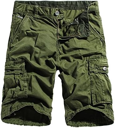 WenVen Men's Active Cargo Shorts Cotton Outdoor Wear Lightweight (WV3229 Military Green,38)