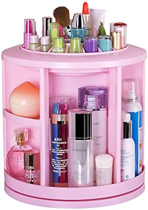 OrgaSpace Cosmetic Makeup Storage Organizer Case 360 Degrees Latest Model (Pink)