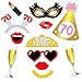 70th Birthday Party Photo Booth Props with Stick (50Counts) for Her Him Funny Chic 70th Birthday Black and Gold Decorations, Konsait 70 Happy Birthday Party Favors Supplies for Adults Men and Women