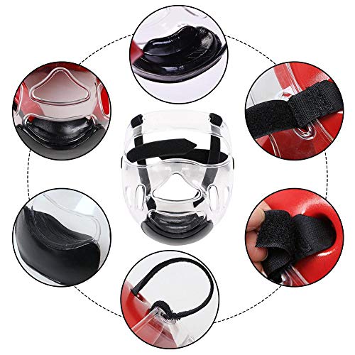Heitaisi Sports Clear Face Shield Helmet Mask, Detachable Taekwondo Face Mask Head Protective Gear for Men and Women,not Include Helmet
