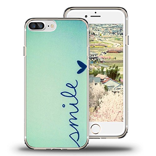 iPhone 7 Case, iPhone 8 Case, Viwell TPU Soft Case Rubber Silicone Mint Small Smile Pattern