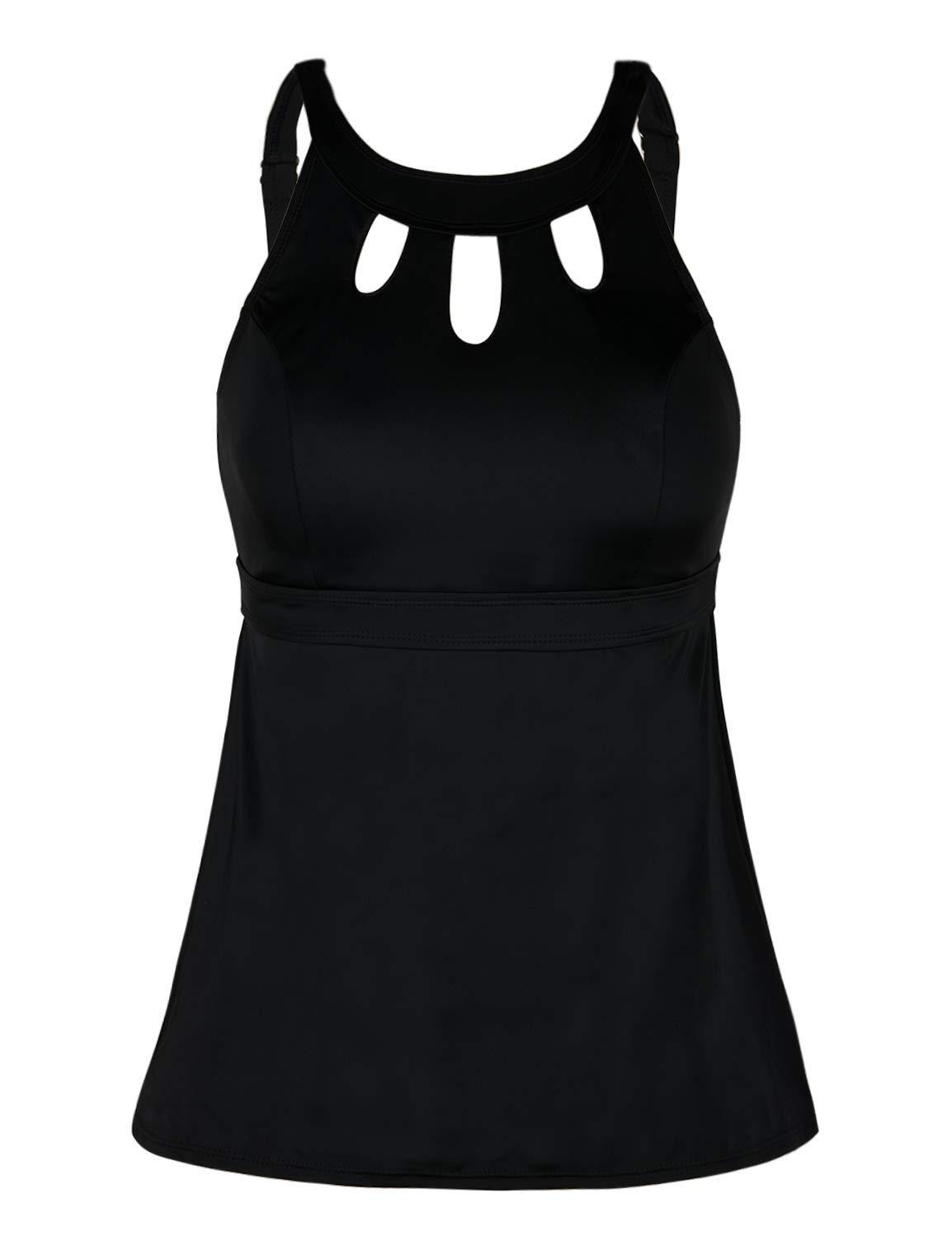Photo 1 of Septangle Women's Tankini Swim Top Black Bathing Suit Top Black Swimsuit Top Modest Swimwear,US 12,Black