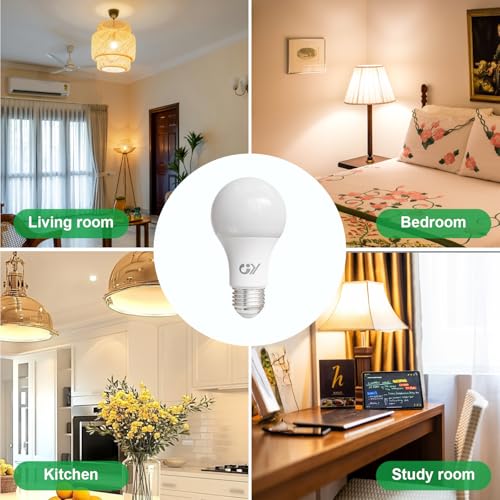 GY E27 LED Warm White Light Bulb, 8 W 1521 LM Energy Saving Bulb, Replaces 100 W Bulbs, Energy Efficiency Class B, A60 LED Warm White, Beam Angle 360° Bulb, Not Dimmable, Pack of 6