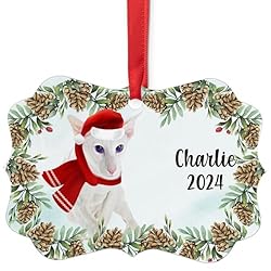 White Oriental Shorthair Cat Christmas Ornament