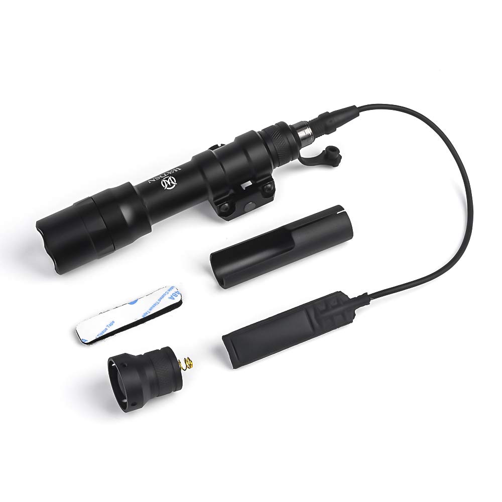 SBGJMY M600DF Tactical Torch Flashlight 1400 Lumen with Pressure Pad and Tail Button Switch Torch for 20mm Picatinny Rail System (Black)