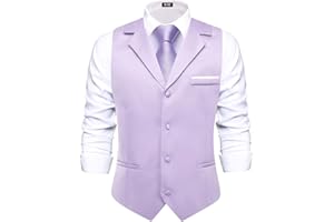 Hi-Tie Men's Suit Vest Business Casual Waistcoat with 3 Pockets for Wedding or Tuxedo Vest V-Neck