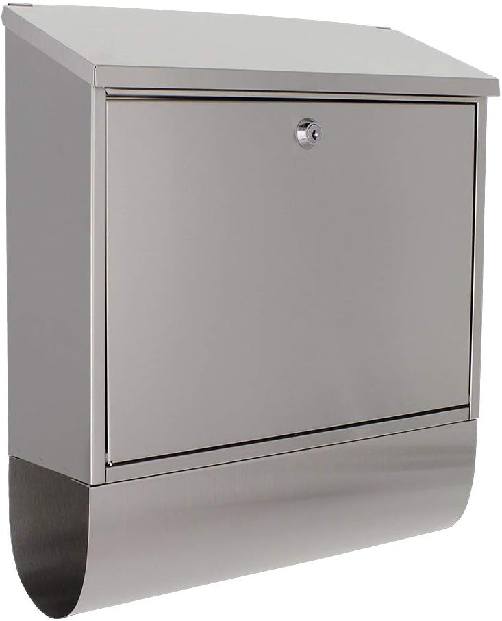 Large Stainless Steel Designer Letterbox Pro First 330 with Newspaper Holder