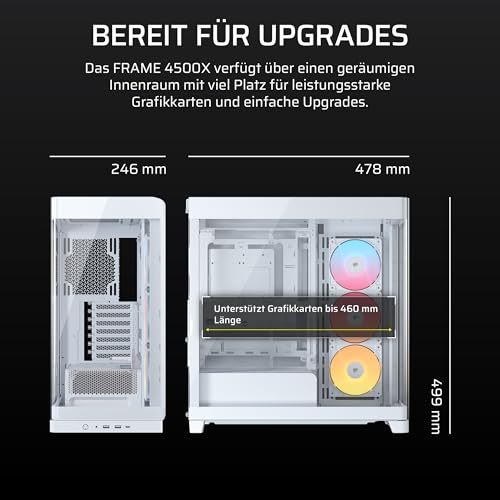 Corsair Frame 4500X RS-R ARGB Panoramaglas Mid-Tower-PC-Gehäuse – InfiniRail Lüftermontagesystem, Passend für Zwei 360 mm Radiatoren, GPU Anti-Sag, Enthält 3X RS120R RGB LINK Lüfter – Weiß 10