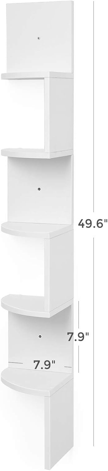 VASAGLE Corner Shelf, 5-Tier Floating Wall Shelf with Zigzag Design, Bookshelf, White ULBC72WT: Kitchen & Dining