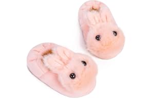 Enteer Baby Girls Cute Cartoon Warm House Slippers with Non-Slip Rubber Sole