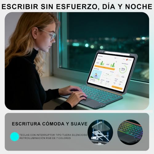 WIWU iPad 11 Generation Case Keyboard Air 11 Inch M4/M3/M2 Detachable | Magnetic 360° Backlit Keys Trackpad Pencil Holder Gray Color for iPad 10, Air 5/4 Pro 11" 4/3/2/1